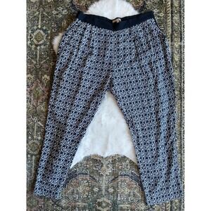 Joan Vass Studio Women's Size 12 Black White Diamond Print Rayon Wide Leg Pants